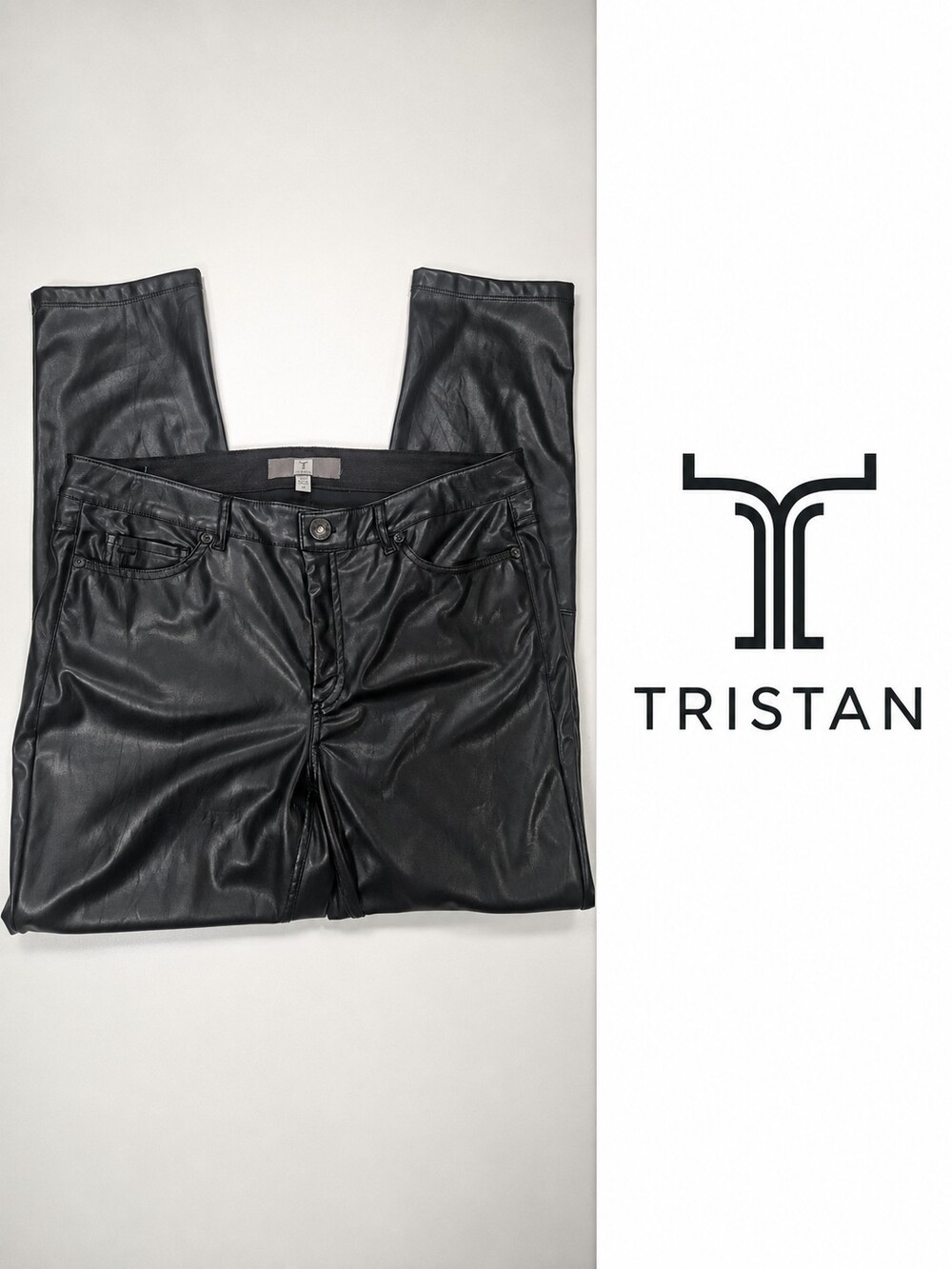 TRISTAN Black Vegan Leather Pants – Women’s Size 12